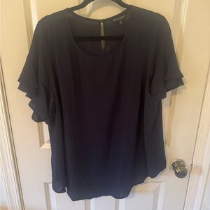 41 Hawthorn Navy Layered Ruffle Sleeve Blouse